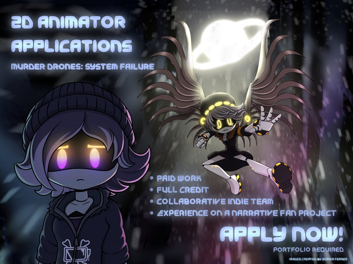 theofficialphia's tweet image. Murder Drones: System Failure is seeking 2D animators! Join the MDSF team!
 Application form link below:

docs.google.com/forms/d/e/1FAI…

#murderdrones #2danimation #animatorswanted #indieanimation #mdsf