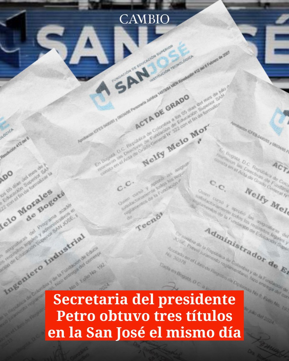 La funcionaria del Departamento Administrativo de la Presidencia obtuvo tres títulos profesionales el mismo día en la cuestionada institución universitaria.

cambiocolombia.com/poder/articulo…