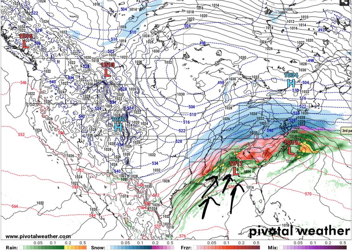 DixieChasing's tweet image. This leaves a sour taste in your mouth for Southern Winter Weather fans. Just way to much warm air advection lifting to the north causing a big mass of cold rain. Definitely not the trend we want to see. This would be an ultimate failure if this trend continues. #wxtwitter
