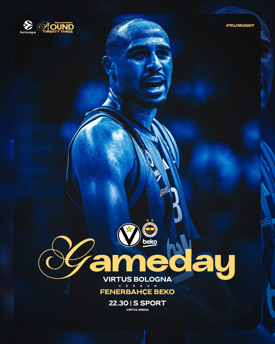 🏀 Maç günü!

🏆 <a href="/EuroLeague/">EuroLeague</a> 23. Hafta
🆚 Virtus Bologna
🕥 22.30
📍 Virtus Arena
🔗 Maç raporu: bit.ly/4pMQSxG 
🎙️ Maç önü görüşleri: bit.ly/4sQOtVo 
📺 <a href="/ssporttr/">S Sport</a> 
📲 #YellowLegacy #EuroLeague