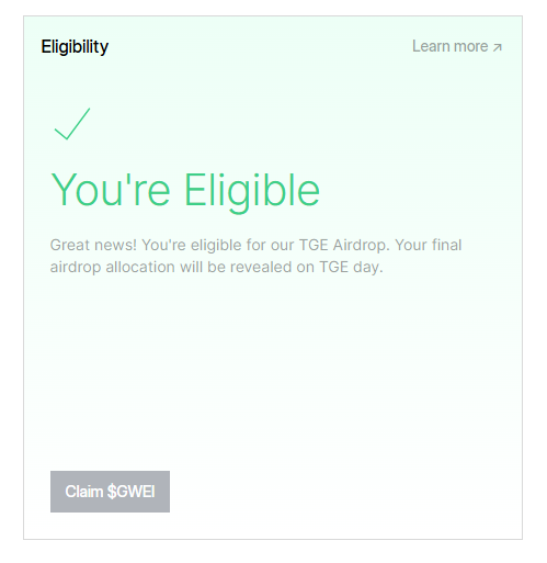 Eligibility for the <a href="/ETHGasOfficial/">ETHGAS</a> airdrop confirmed💪

Thanks for the heads up a few days back <a href="/Tma_420/">T.M.A</a>