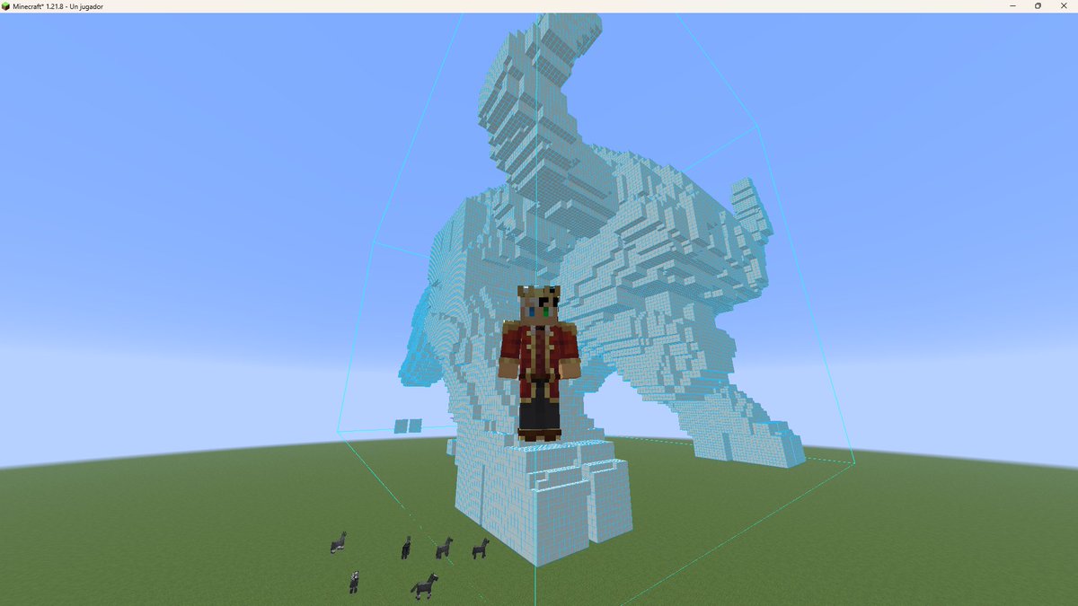 Increíble que hoy en dia con ayuda de la IA y programas externos . puedas pasar de una imagen hecha por ia . hasta llevarla a una estructura de minecraft  . 
con algunas modificaciones de texturas queda lista
el tamaño se puede acomodar desde antes.