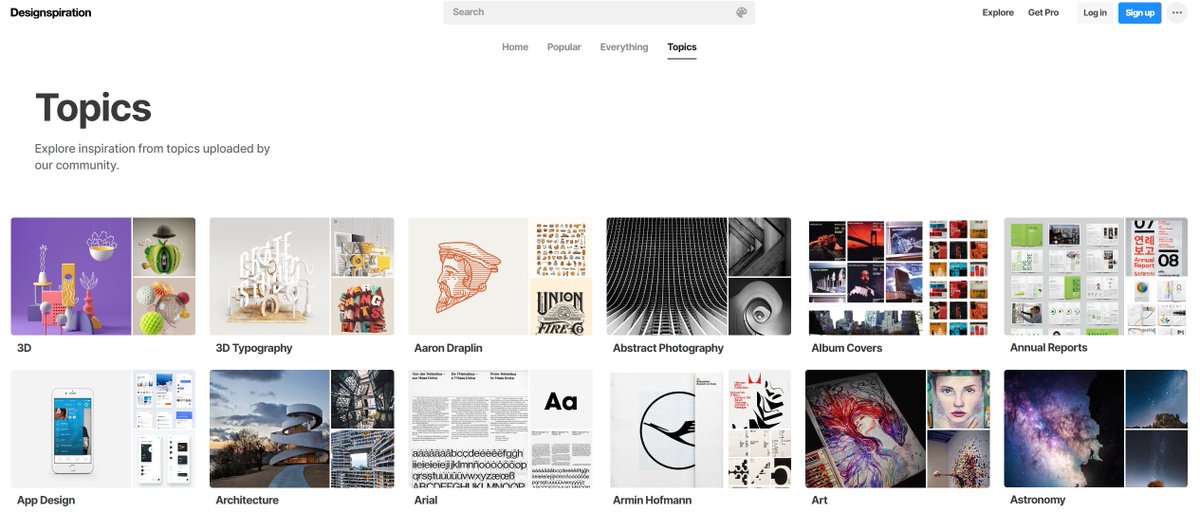 💡오늘의 사이트 : designspiration.com

색감별 자료 래퍼런스를 수집할 수 있는 사이트입니다 
비슷한 톤끼리 or 좀 더 섬세하게 색상을 참고하기 좋고
특정 색상의 자료만 수집하고 싶다면 추천합니다! 

또 좋은 점은 주제별 분류도 되어있어서
3D, 타이포그래피, UI, APP, 드로잉 등등 비슷한
