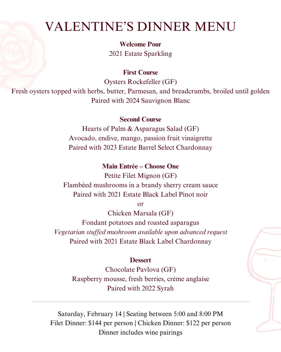 Celebrate Valentine’s Day with a beautifully paired dinner at Tumwater Vineyard, featuring four courses and our flagship wines. 🌹❤️ #tumwatervineyard #valentinesday #pdxeats