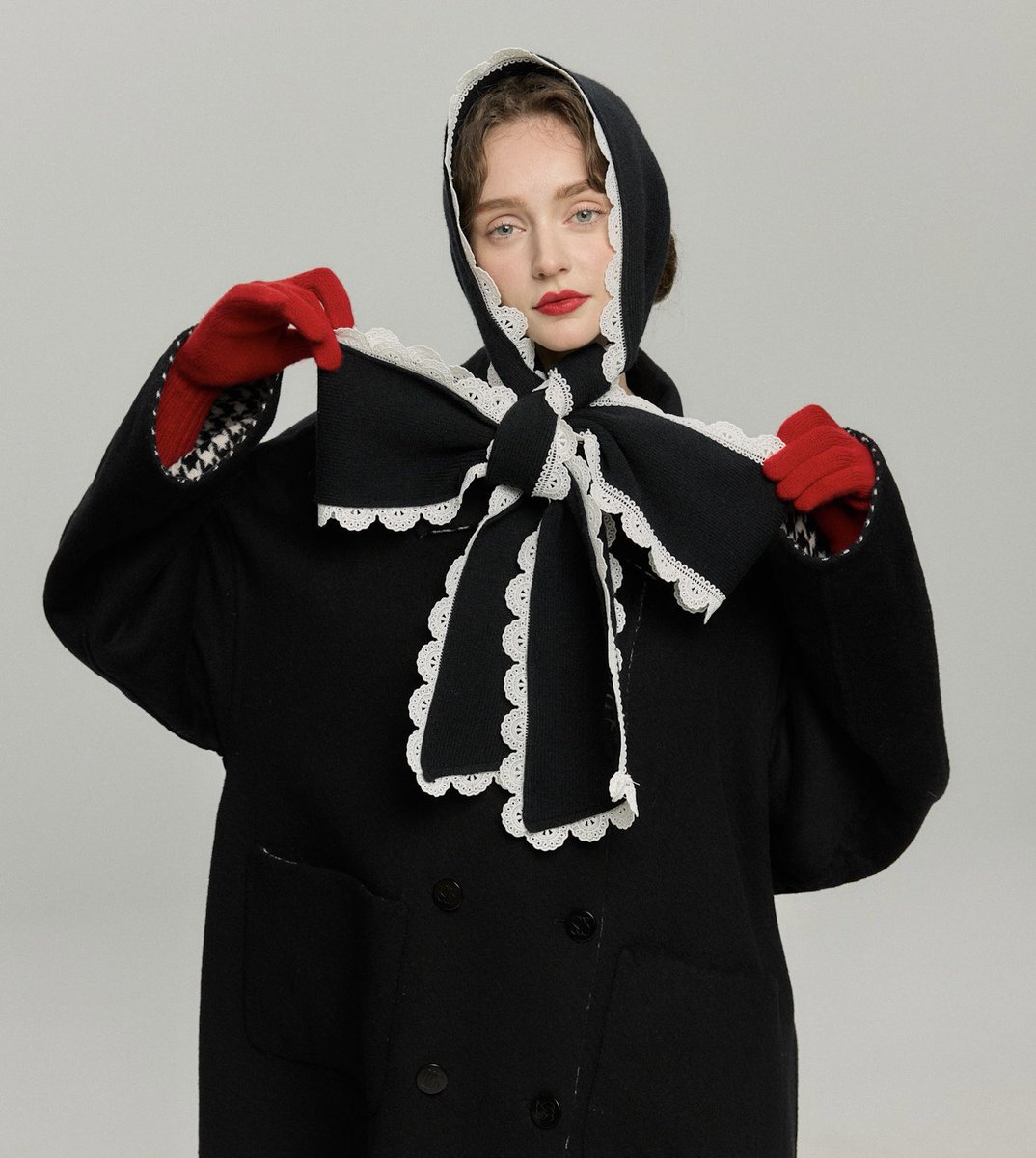 新品未使用タグ付き TNEWTIES リボンレースマフラー 1月22日(木)新作販売開始 《リボンレースマフラー》Black ▪️新作特別