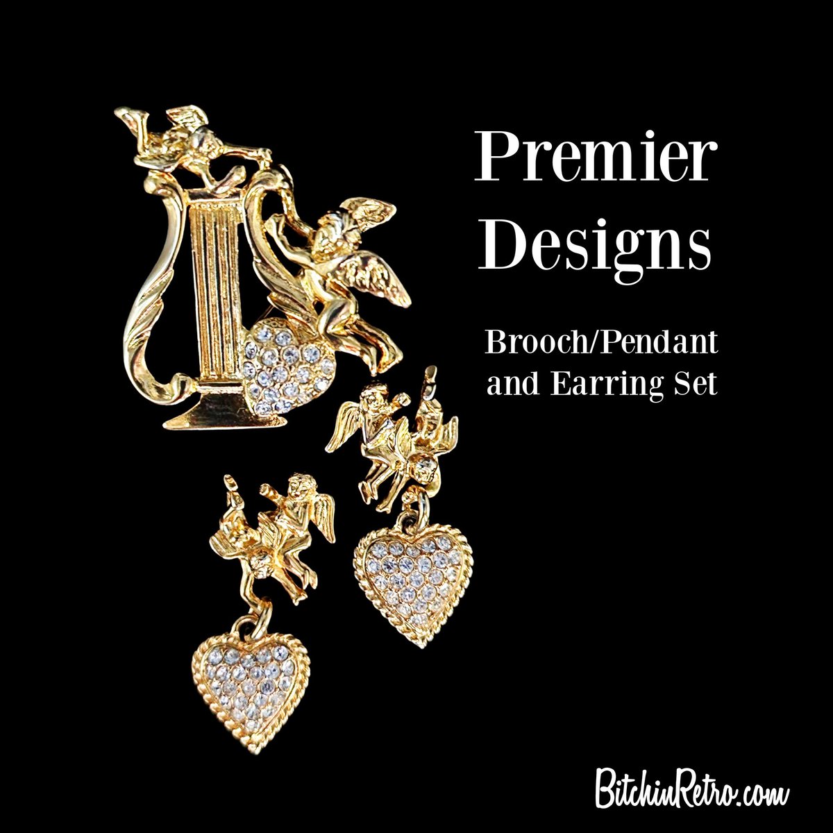 RetroCEO's tweet photo. Love is in the air!
#PremierDesigns cupid #jewelry set with pave rhinestone #hearts. The brooch has a locking bail and may also be worn as a pendant. #Love (pun intended) that the cupids hold each other up to display the dangling sparkly hearts.
#gifts
https://t.co/xuzY8Zycag https://t.co/kFwdlr8bCS