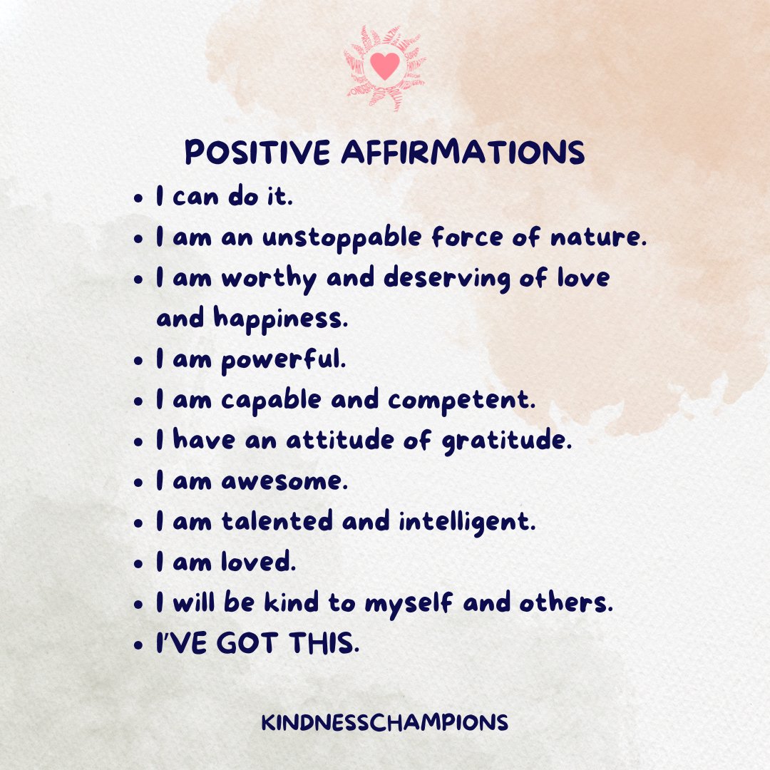 KindnessChamps's tweet photo. "Believe in yourself and you’ll be unstoppable." Unknown
Hey unstoppable people🥰
Positive affirmations provide a plethora of positive benefits for your well-being🌟
Thanks #Littlekidsbiglessons😊
#youmatter #loveyou #positiveaffirmations #youareawesome❤️ https://t.co/68inkxOPly