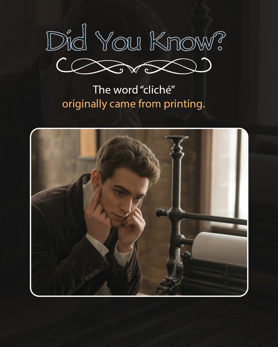 Did you know the word cliché wasn’t always about language?

It originally came from printing, describing a metal plate used to reproduce the same text over and over.
a.co/d/1ReJ45O

#briansbradley #theclichechronicles #languageunpacked #quoteoverload #writerscommunity