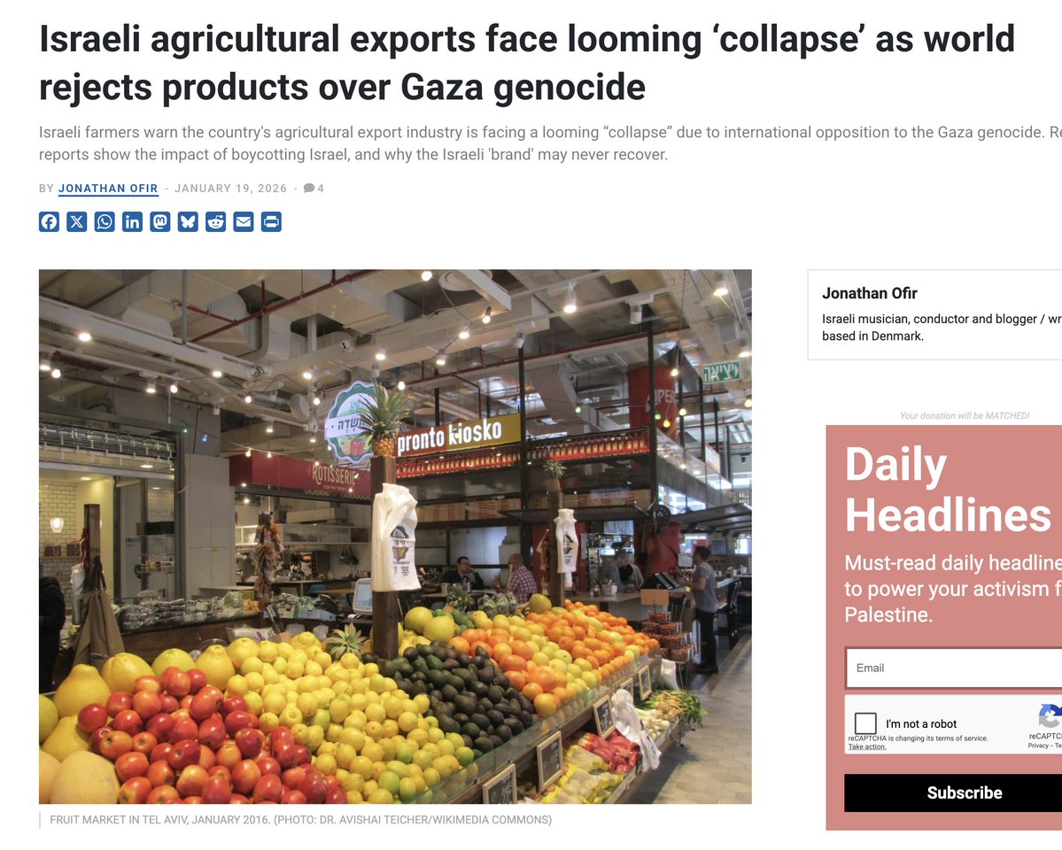 dimitrilascaris's tweet image. At the same time as Israelis are starving Palestinians, they're desperately searching for foreign buyers of the produce they've cultivated on stolen land.

#Gaza #genocide #Palestine