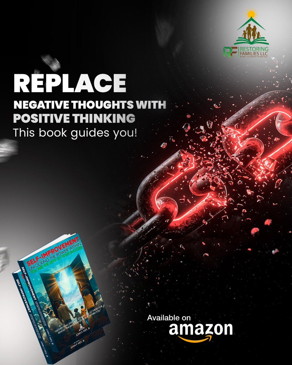 johnflveyjr's tweet photo. This book helps you  replace those thoughts with positive, empowering ones that open doors  to new possibilities. 

Replace negativity with positivity—get your copy today at: https://t.co/m85rHtAhKc

 #PositiveThinking #BreakFree #MindsetShift #SelfImprovementJourney https://t.co/K18ImPQVWt