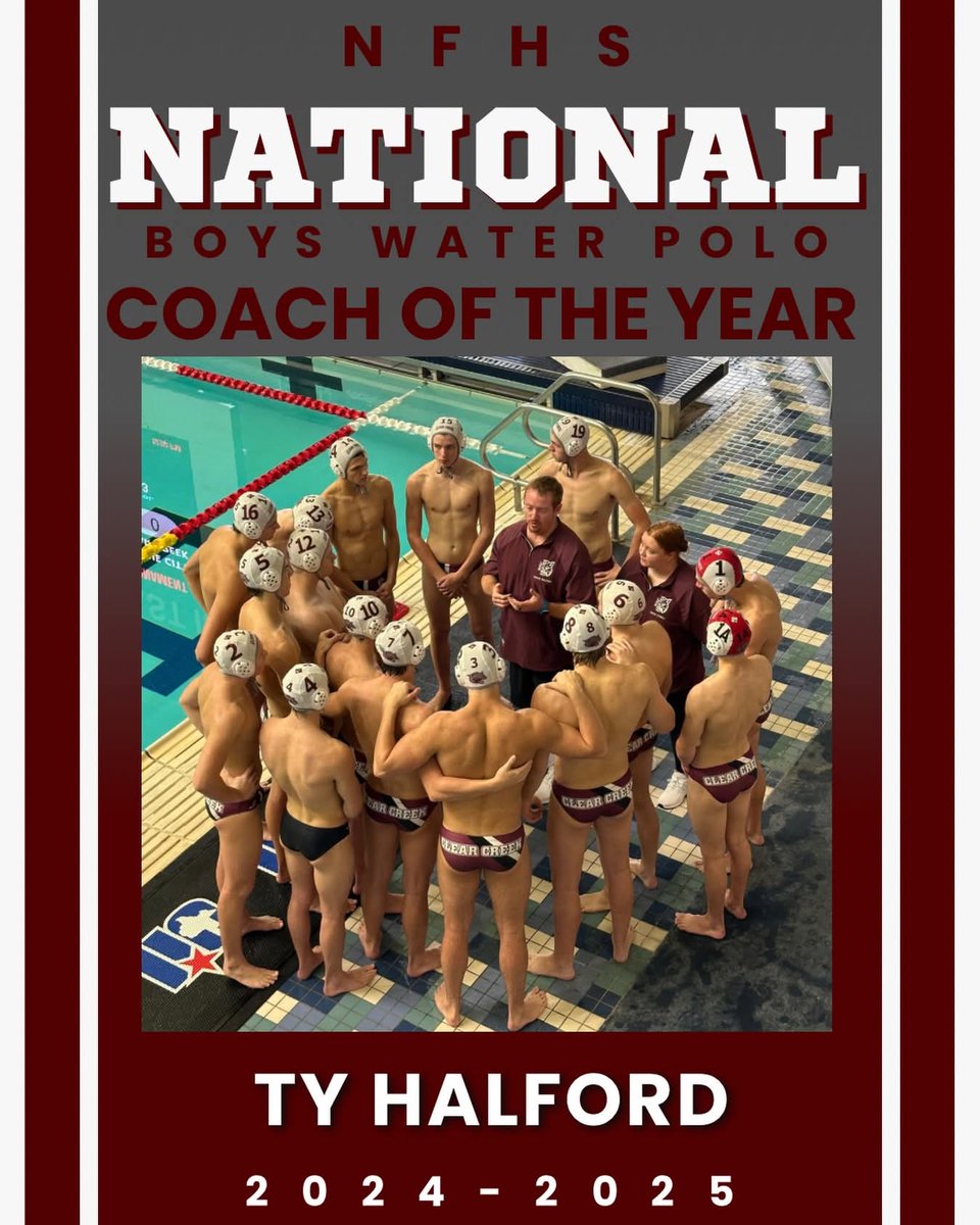 HALFORD!! Huge congratulations to Coach Halford for being named the 2024-2025 NATIONAL Boys Water Polo Coach of the Year!!! Thank you for your relentless dedication and leadership in our aquatics program. We are so proud of you!

nfhs.org/stories/2024-2…