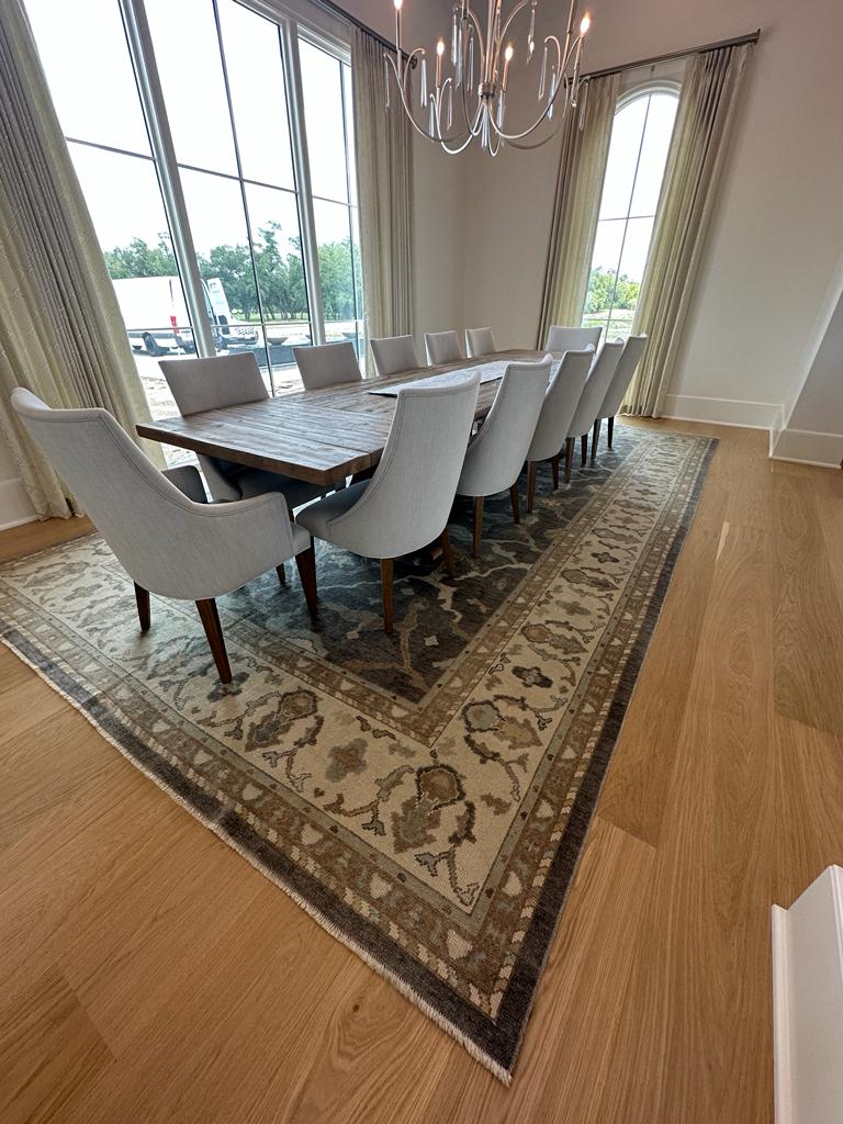 This rug sets the foundation — WARM BEIGE framed with SOFT TAUPE and FADED CHARCOAL. Clean, balanced, and timeless. A quiet statement that finishes the room beautifully. #TurkishRugCo #OrientalRugs #DesignerRugs #HandKnottedRugs #OneOfAKindRugs #TurkishRugs #OushakRugs