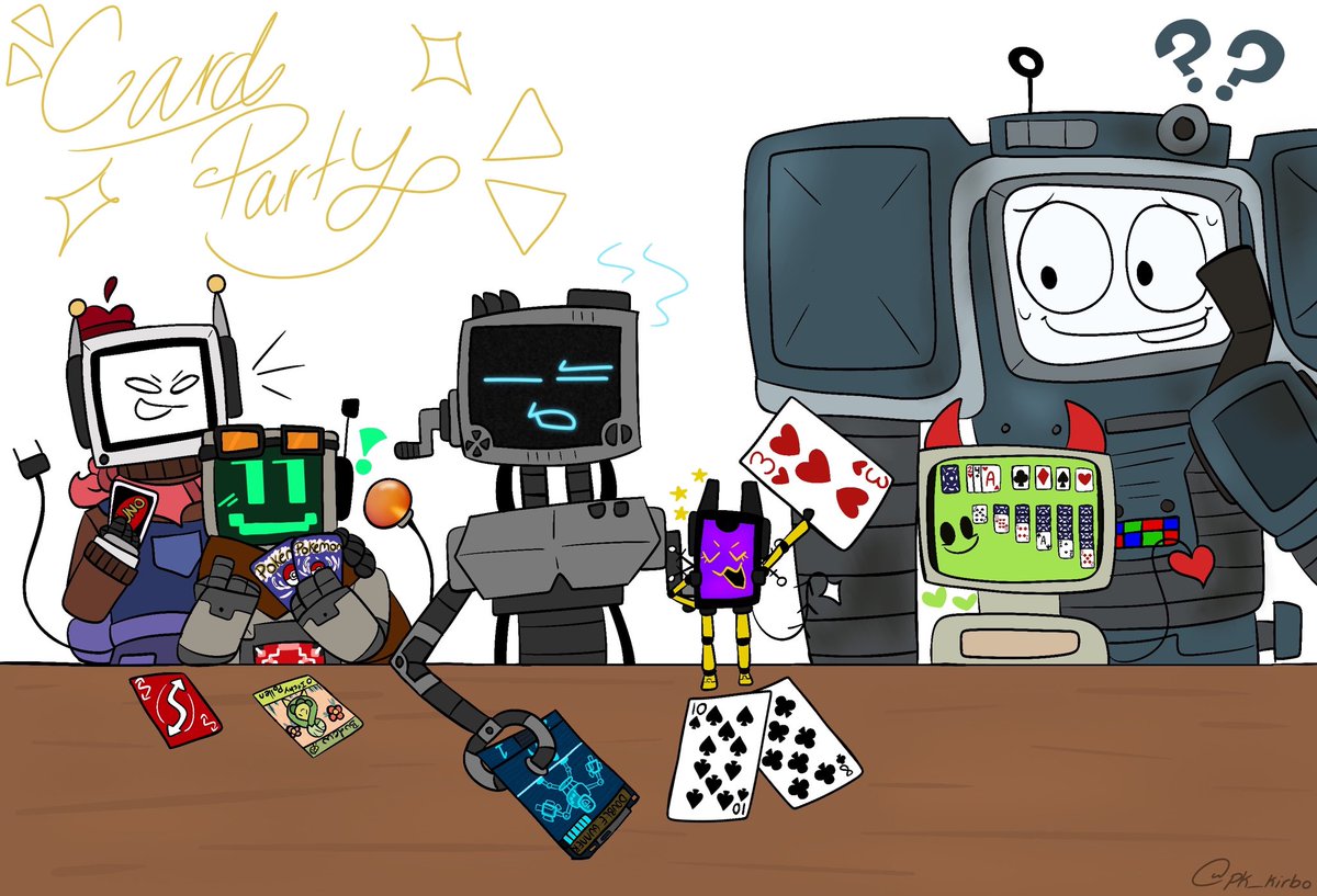 pk_kirbo's tweet photo. It’s one big robot card party!!!
#robloxpressure #MinecraftStoryMode #Inscryption #RADONOVERLORD #ElectricDreams1984 #FalloutNewVegas https://t.co/C6xD0LkiYQ