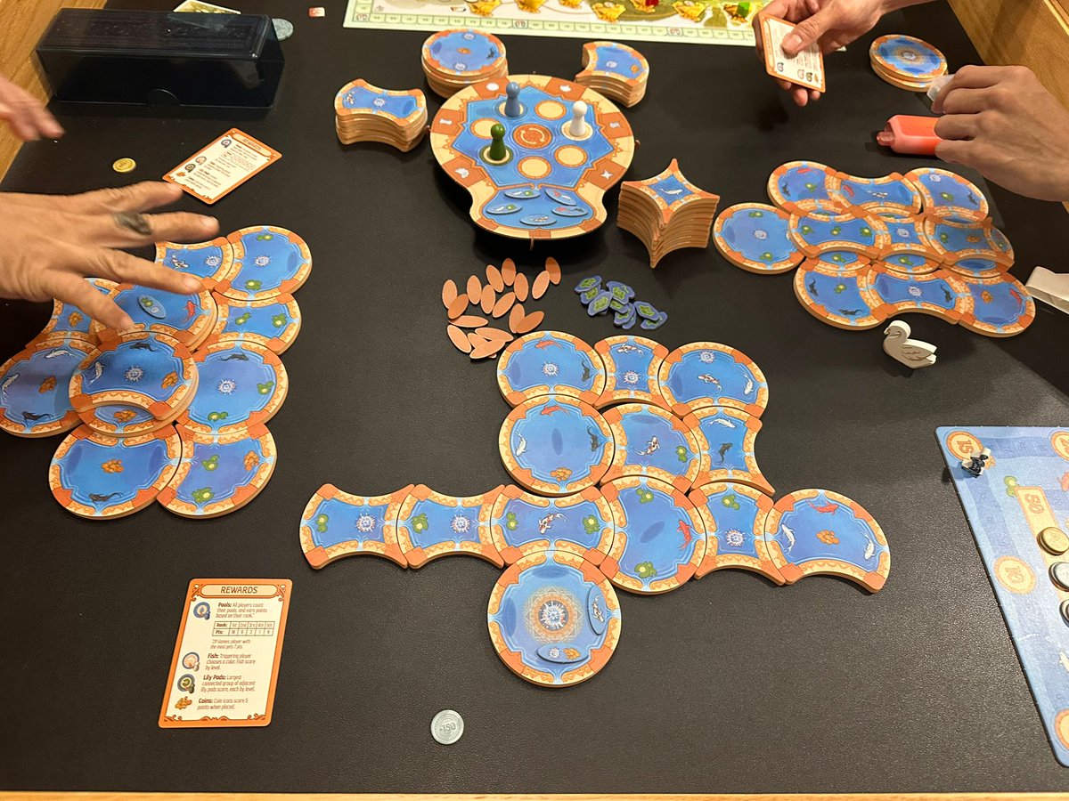 Designoutsight's tweet photo. Tuesday Night Gaming! Even though I was so tired, I made it! Happy birthday to two awesome friends in life and gaming. I played:
Click a Tree - New Uwe game with solitaire tile laying gameplay. 
Botanicus - Quickly becoming a favourite of mine.  
Wolf on Wall street - A classic https://t.co/a80JtBNsZJ