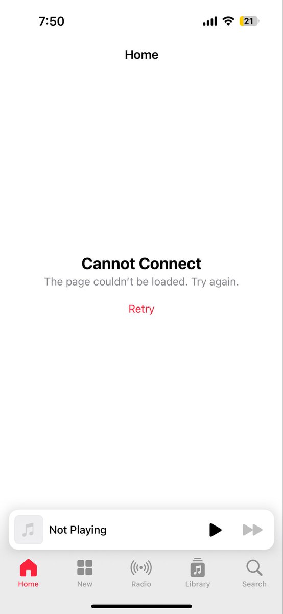 justagrlgamer's tweet photo. Now why is Apple Music down? I literally just switched from Spotify 😭😭😭 #applemusic https://t.co/EWD43oFj7A