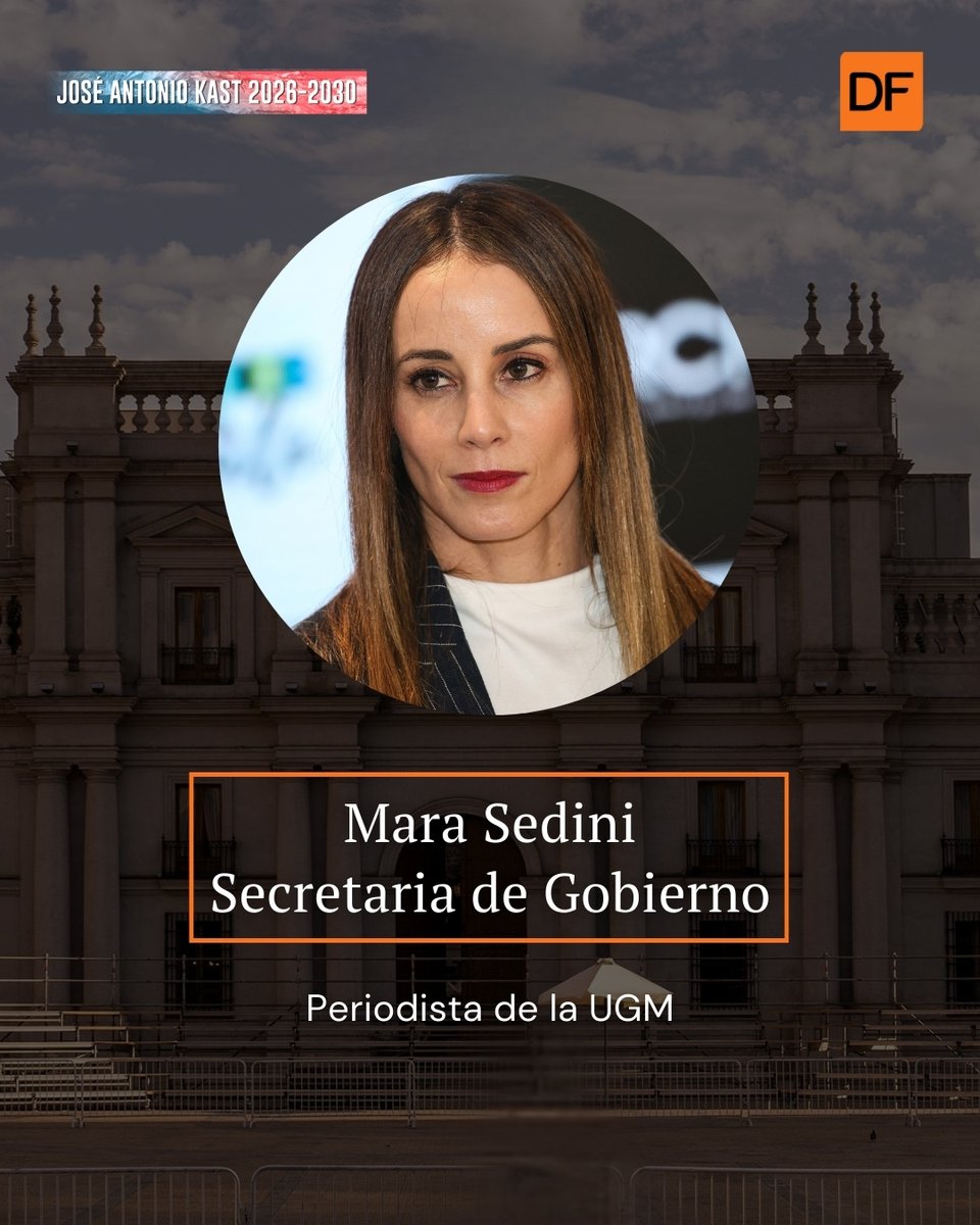 DFinanciero's tweet image. 🔴 El Presidente electo, José Antonio Kast, presentó a Mara Sedini (ind) como nueva ministra Secretaria General de Gobierno. 

Sedini, de 40 años, es periodista de la Universidad Gabriela Mistral. No cuenta con trayectoria en cargos públicos, fue directora de Asuntos Públicos de…