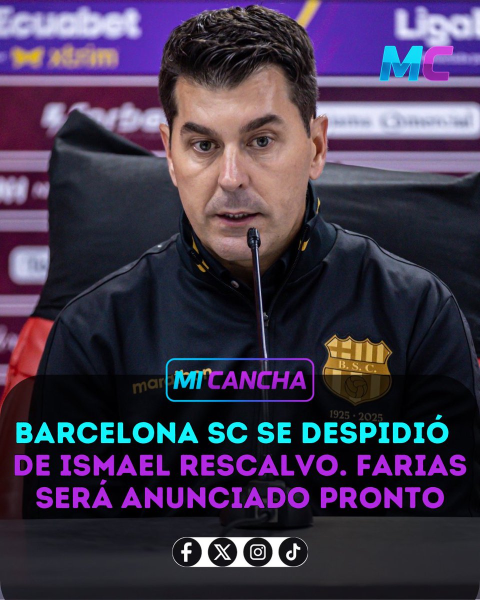 MiCancha_ec's tweet photo. ¡El fin de una era que no debió comenzar! ⚽️🇪🇨
#BarcelonaSC confirmó la salida de Ismael #Rescalvo 🇪🇸

¿Opiniones? 🤔 https://t.co/K25TiQG33i