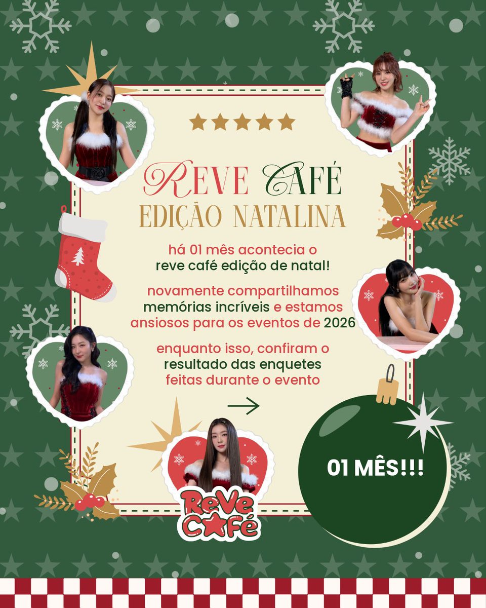 revecafesp's tweet photo. Há 1 mês acontecia a edição natalina do Reve Café! 🥹🎄

Foi incrível compartilhar esse momento com vocês e celebrar o espírito natalino ao som de muito Red Velvet 🎁

Como lembrança desse dia especial, deixamos aqui os resultados das nossas enquetes. E aí, vocês concordam? ￼🧐 https://t.co/IAXHSw6uZF