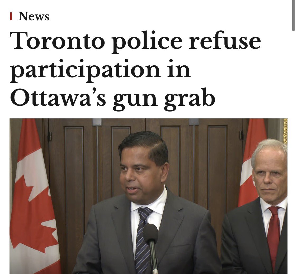 THIS IS HOW TYRANNY FAILS 🚨

Toronto Police just REFUSED to help enforce Carney’s gun grab.

Even cops won’t disarm LAW-ABIDING Canadians while criminals roam free.

When police won’t enforce your laws…
it’s because they know it’s WRONG.

GUN buyback is COLLAPSING.