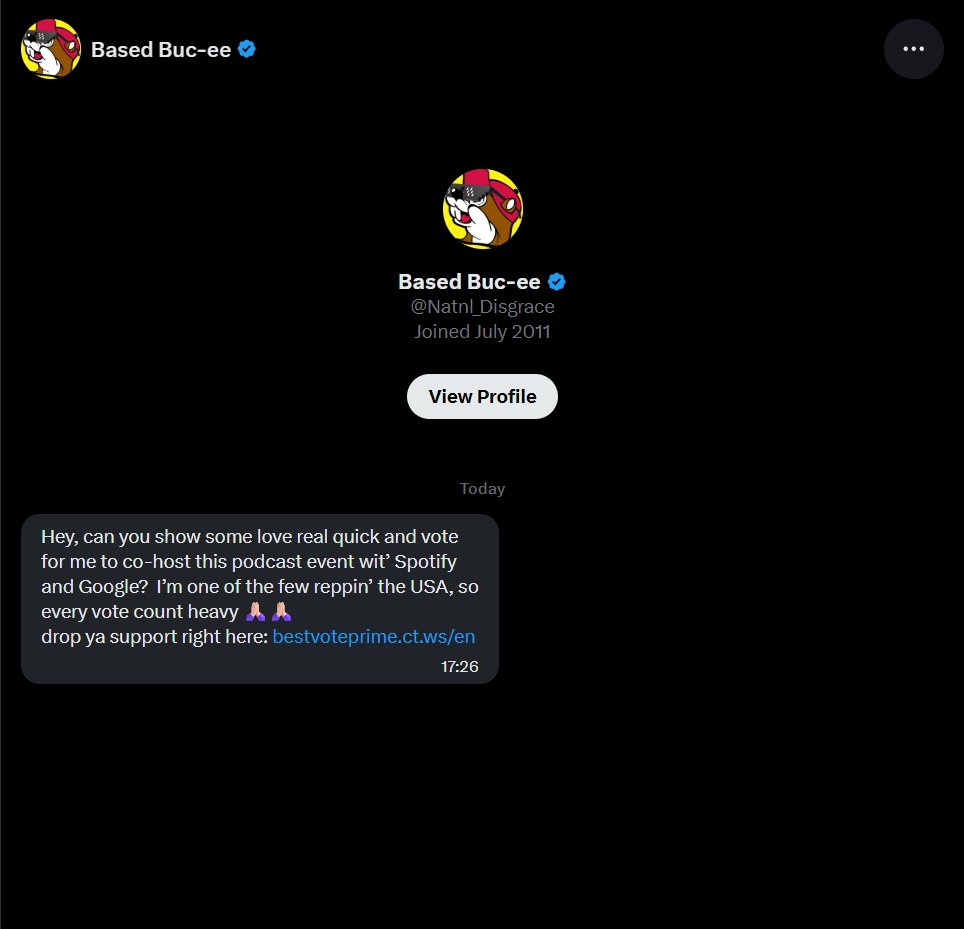 nopuppet's tweet image. Heads up to any who haven't seen this before.  
Anyone following @Natnl_Disgrace who get this message, don't click the link, it's a phishing site to gain access to your socials, in this case, X and e-mail.