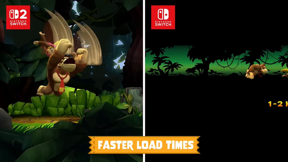 Wario64's tweet image. Donkey Kong Country Returns HD - Free Update out now youtube.com/watch?v=sl2Yyb…

-Dixie Kong 
-Turbo Attack Mode
-Switch 2 features including enhanced visuals, faster load times, gameshare