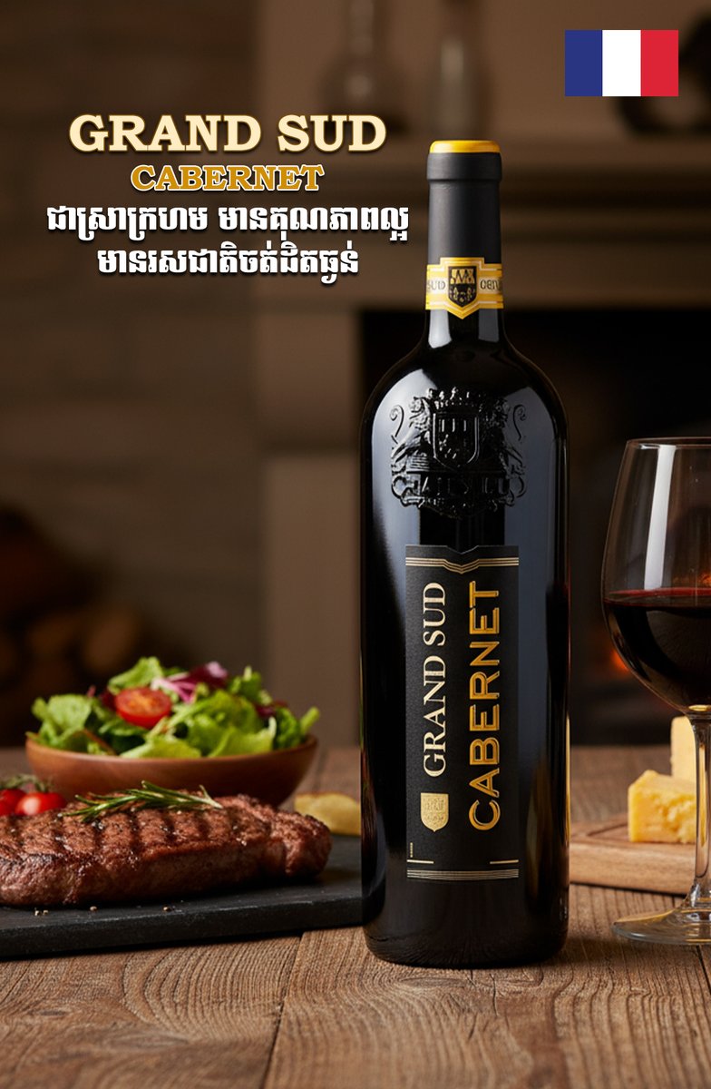 Booloom_Booloom's tweet photo. Grand Sud Cabernet Sauvignon red wine. 🍇🍷🇫🇷 
It is a French red wine from the Languedoc-Roussillon region. 
It has notes of red fruit, spice, and bell pepper on the nose. 
The taste is complex with flavors of stewed fruits, spices, and hints of menthol. https://t.co/RSN0EJthV8