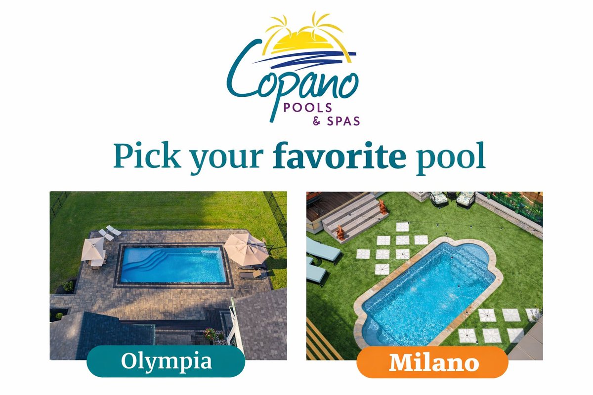 CopanoPools's tweet image. 🏊‍♂️ Pick your favorite pool!
Are you team Olympia with its clean, modern lines or team Milano with its soft curves and resort feel?
Drop your pick below 👇