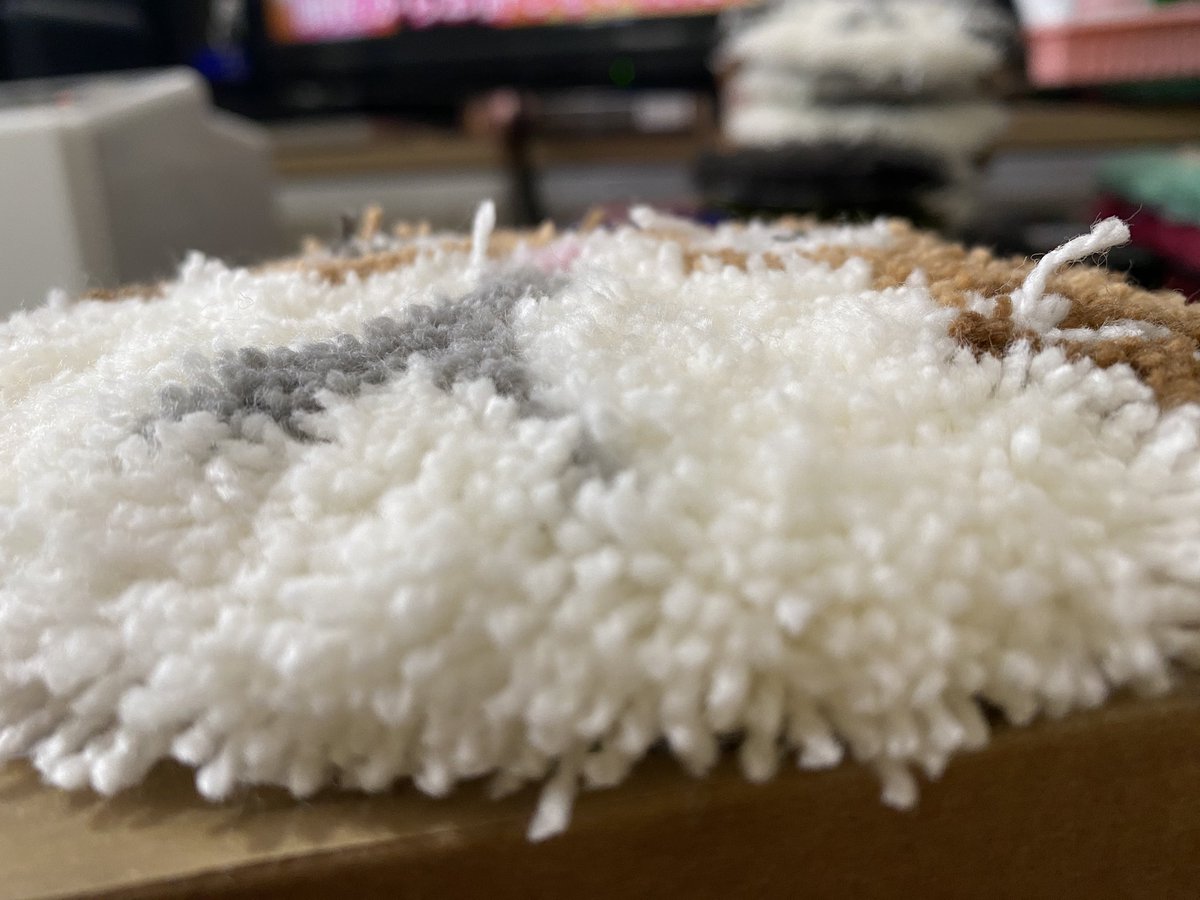 トリミングして、これくらいでいいかなーと思っても、毛糸の並びを整えるとあらたに出てくるアホ毛。
どんだけ隠れてるんじゃおまえらはッ
#タフティング
#猫ラグ