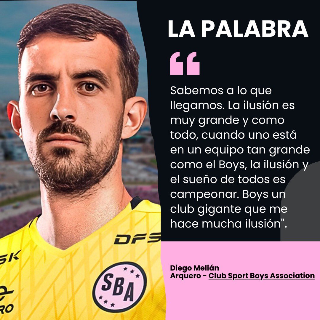 🧤 Diego Melián <a href="/sportboys/">Club Sport Boys Association</a>: “Muy contento de llegar al Callao. Un club con una historia terrible, es un club gigante que me hace mucha ilusión y me ilusiona poder formar parte de su historia y con la ilusión de lograr cosas importantes”.

ℹ️ Ovacion
🔗 facebook.com/share/p/1KtrvB…