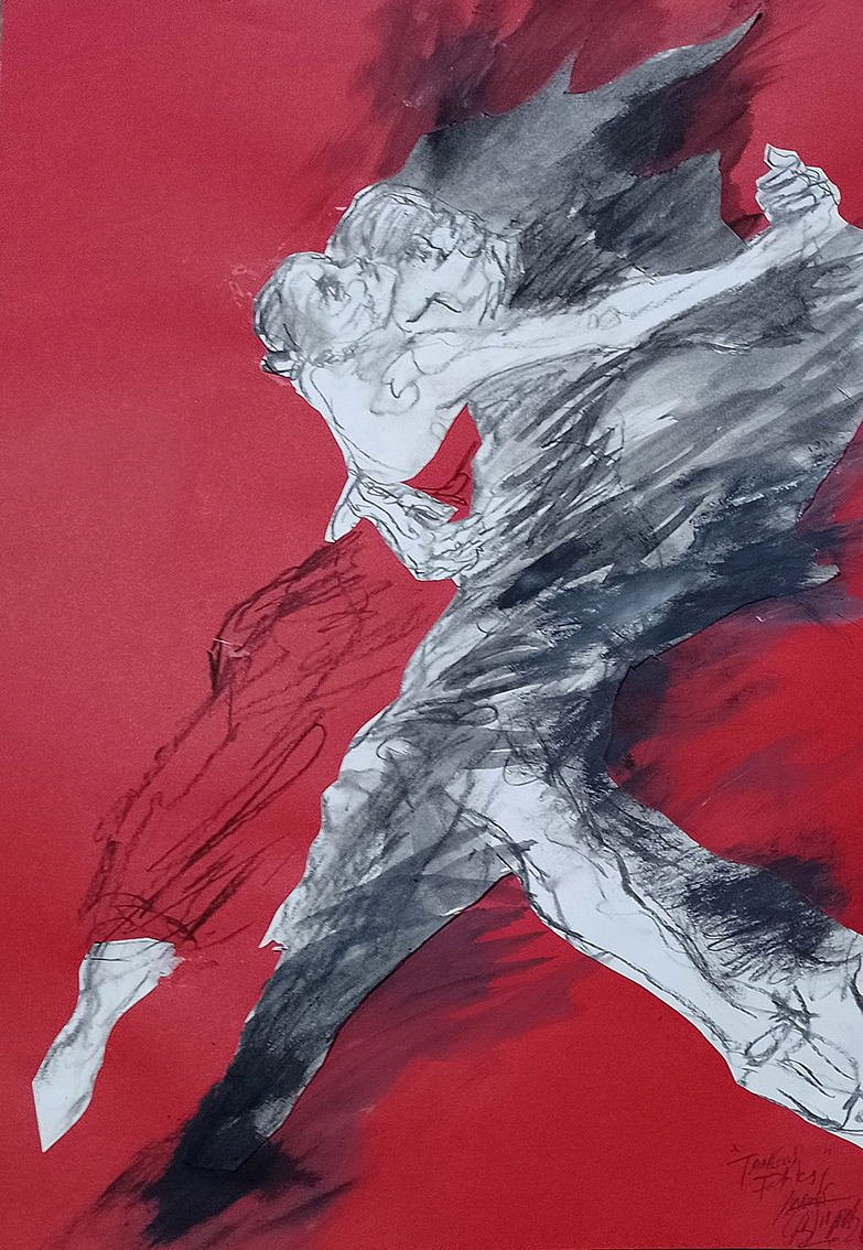 De la serie "Tangos fatales"
por Andrés Casciani 

- Acrílico y carbonilla  sobre cartulina - 32 x 46 cms
. Año de realización: 2026 

*Obra disponible: compras y consultas por mensaje privado o al mail andrescasciani@gmail.com 
andrescasciani.com