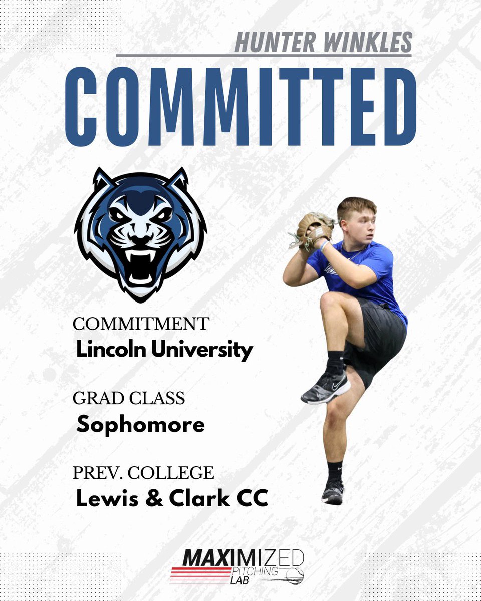 MaxPitchingLab's tweet photo. Congrats to #MPLAthlete @WinklesHunter on his commitment to Lincoln University! Thank you for your continued trust in your development.
#MaximizeYourPerformance https://t.co/YsbJ6Je9yN