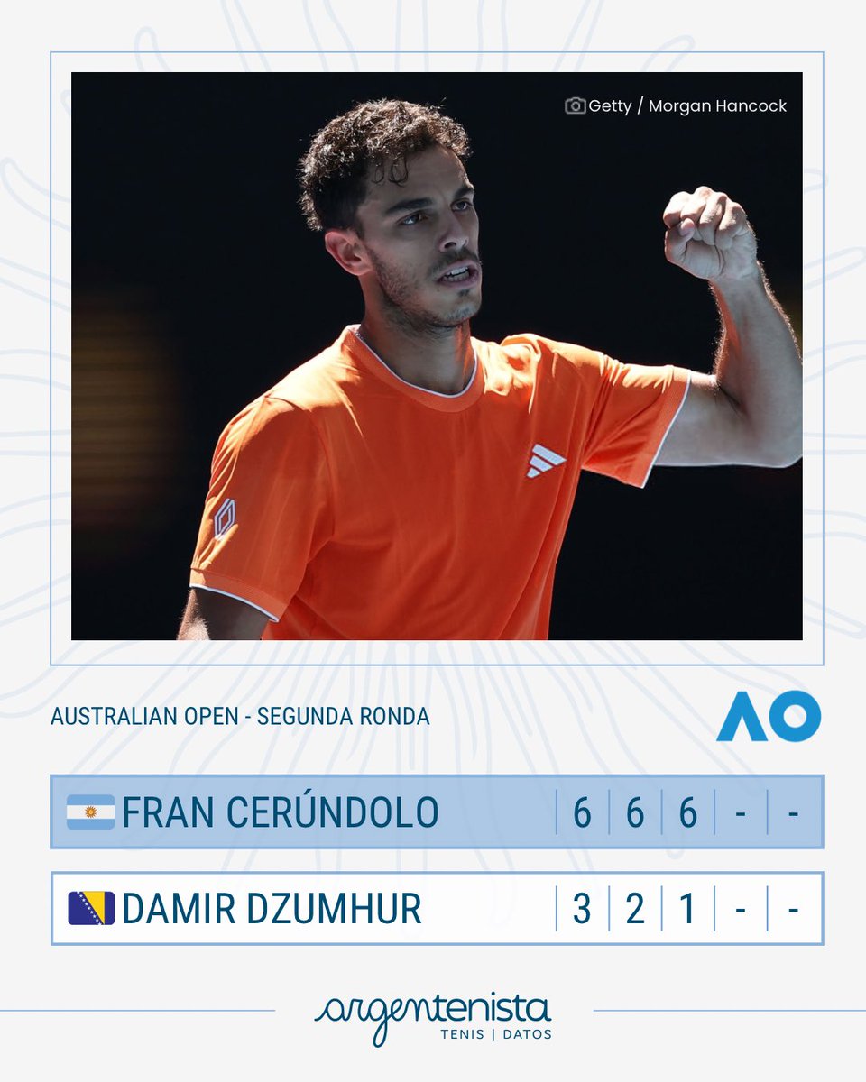 SÍII FRANNNN A TERCERAAAA 🔥🇦🇷

Fran Cerúndolo🇦🇷 se metió en la tercera ronda del Australian Open 🇦🇺 tras vencer en sets corridos a Damir Džumhur 🇧🇦

🔜 Jaime Faria 🇵🇹 o Andrey Rublev 🇷🇺