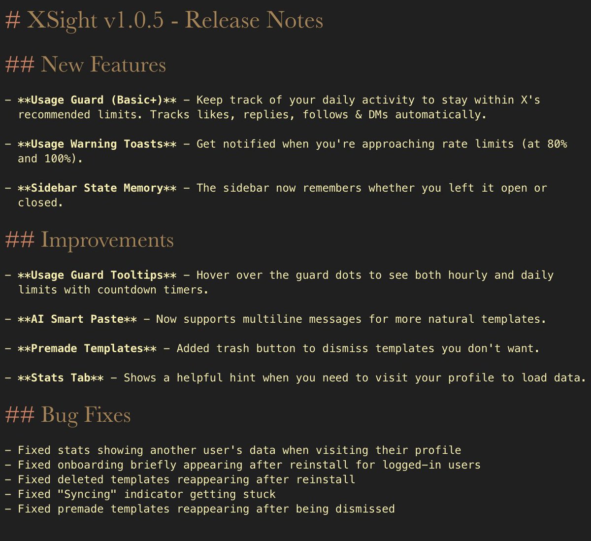 Lukas_vanuden's tweet photo. XSight 1.0.5 is live! 
Here's what is new.
@xsight_app 
https://t.co/rzBTwE4ynJ https://t.co/Ty8mu9JeI7