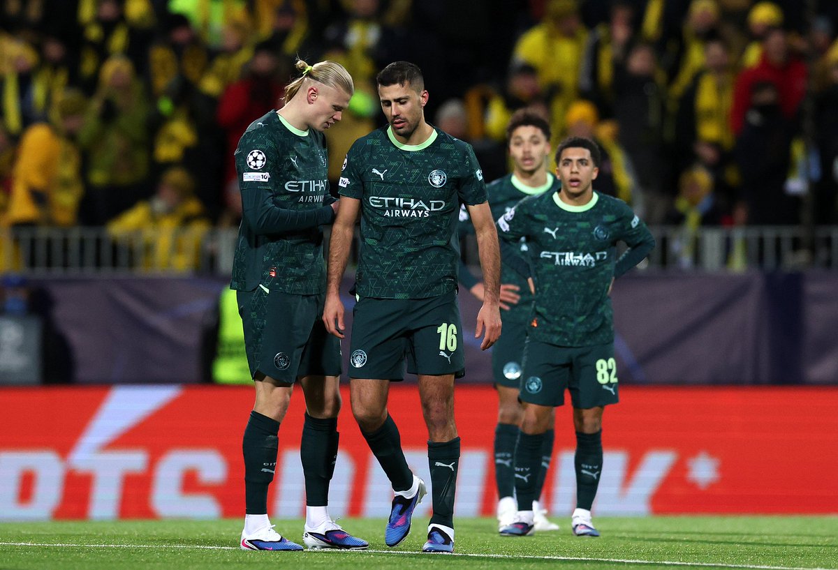 CGTNSportsScene's tweet photo. 🥶Artificial pitch, -9°C, debutants with nothing to lose. #ManCity’s stint in Norway turned into one of the BIGGEST #UCL upsets after 3-1 loss to #BodoGlimt.

🎯#Hogh nets twice to get 1st UCL win for Glimit
🔵City just 2 wins in 7 in 2026
⛔️#Haaland no open-play goal for a month https://t.co/Csv7yblMrG
