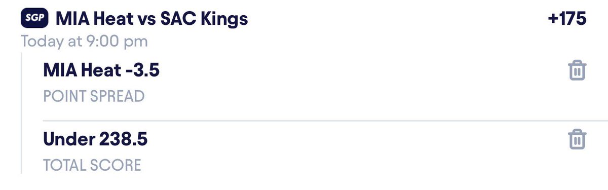 by4th's tweet photo. Second game for tonight we have the
Miami Heat -3.5 Spread ( -110)
Under 238.5 Total Points ( -120)
1u https://t.co/72mOFwuxzI