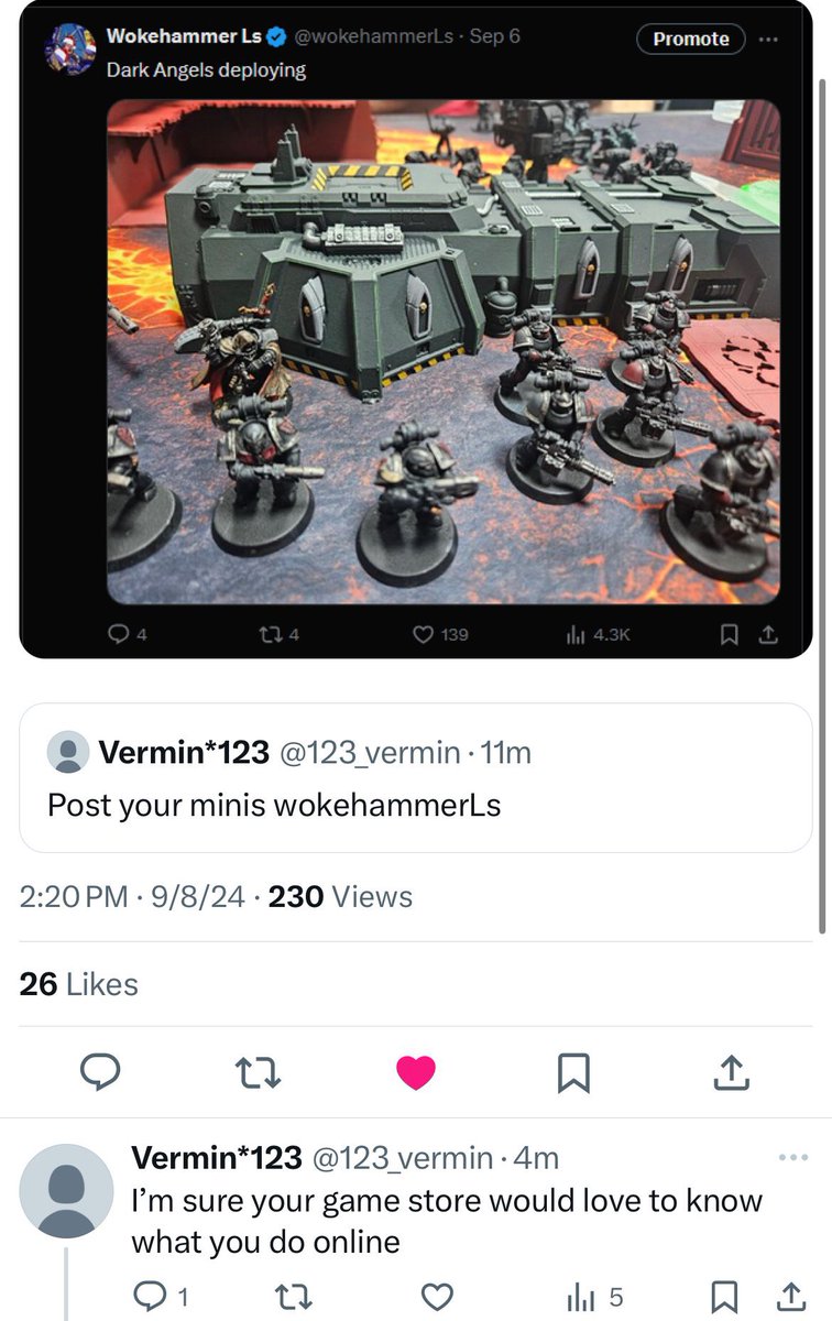 Balam_GF13's tweet image. &amp;gt;disagree with custodes
&amp;gt;say my group didn't like the change either
&amp;gt;doxx your store and yourself to me so I can lead the mob against you
Beware the wokehammer crowd guys, remember doxxing is on the table for them
