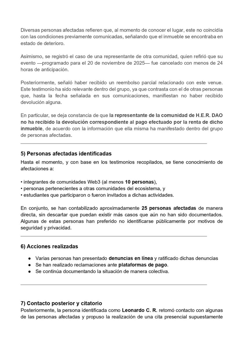 ThePrimeAI's tweet photo. 3/
Sin embargo, quienes hemos resultado afectadas y afectados de manera directa por pagos, viajes y procesos no resueltos consideramos necesario que también se conozca nuestra narrativa colectiva, basada en testimonios y hechos documentados. https://t.co/AewBrHEXtL