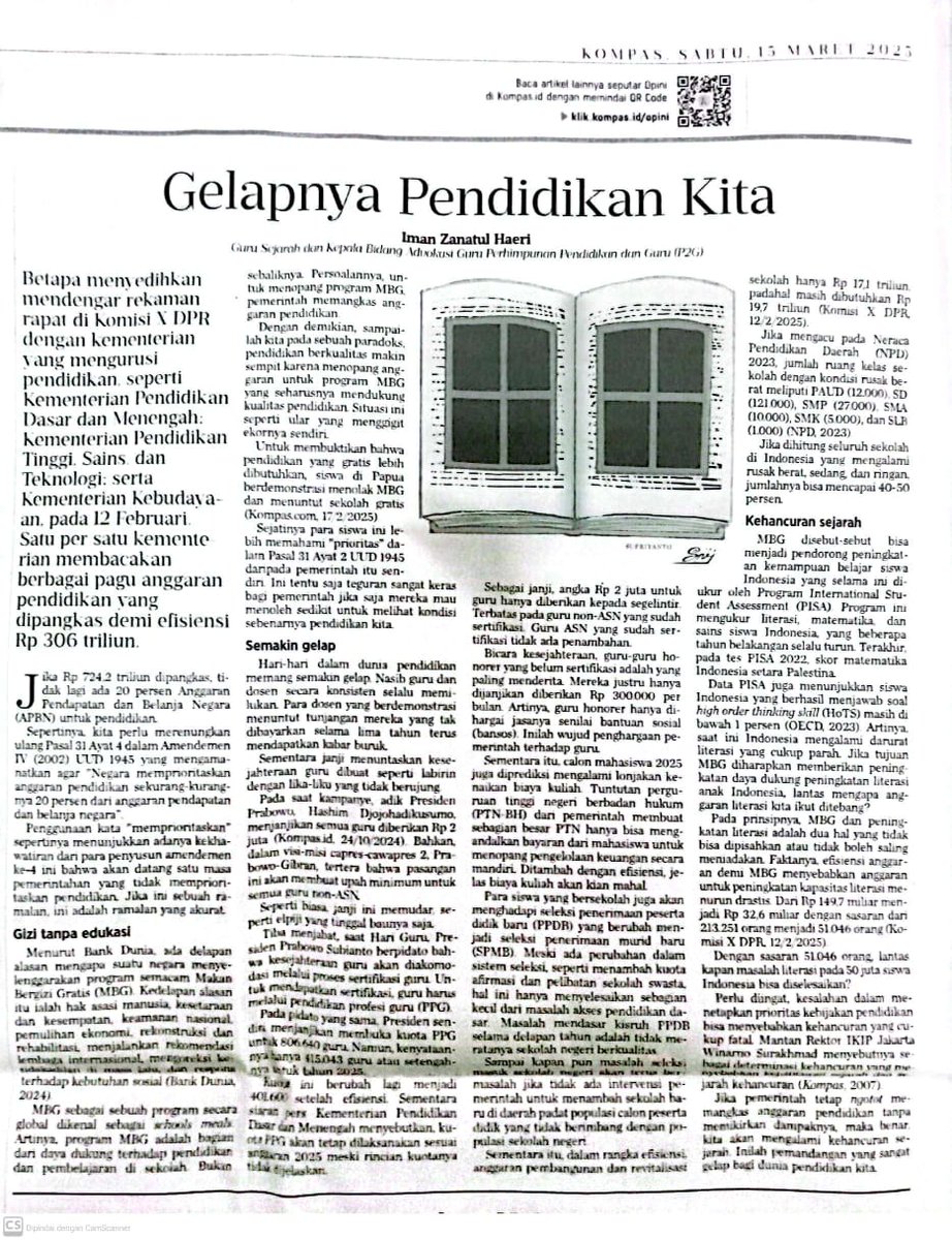 zanatul_91's tweet image. GELAPNYA PENDIDIKAN KITA
Opini Kompas, 15 Maret 2025
Iman Zanatul Haeri

Cara memahami MBG dan makin tercekiknya guru serta makin mahalnya pendidikan

-Tread-