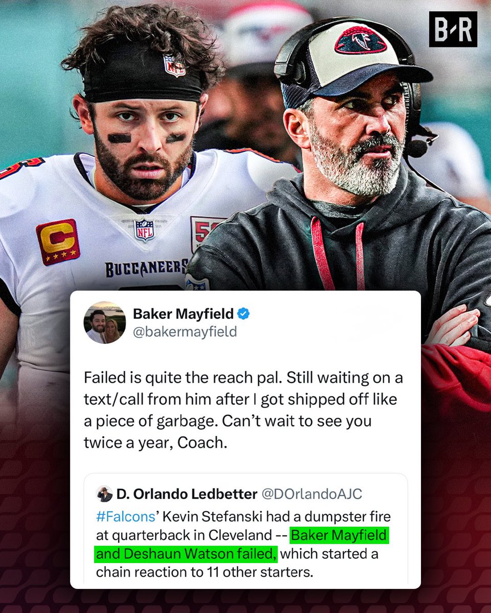 BleacherReport's tweet image. Baker Mayfield is ready to see his former head coach in the NFC South 👀🍿