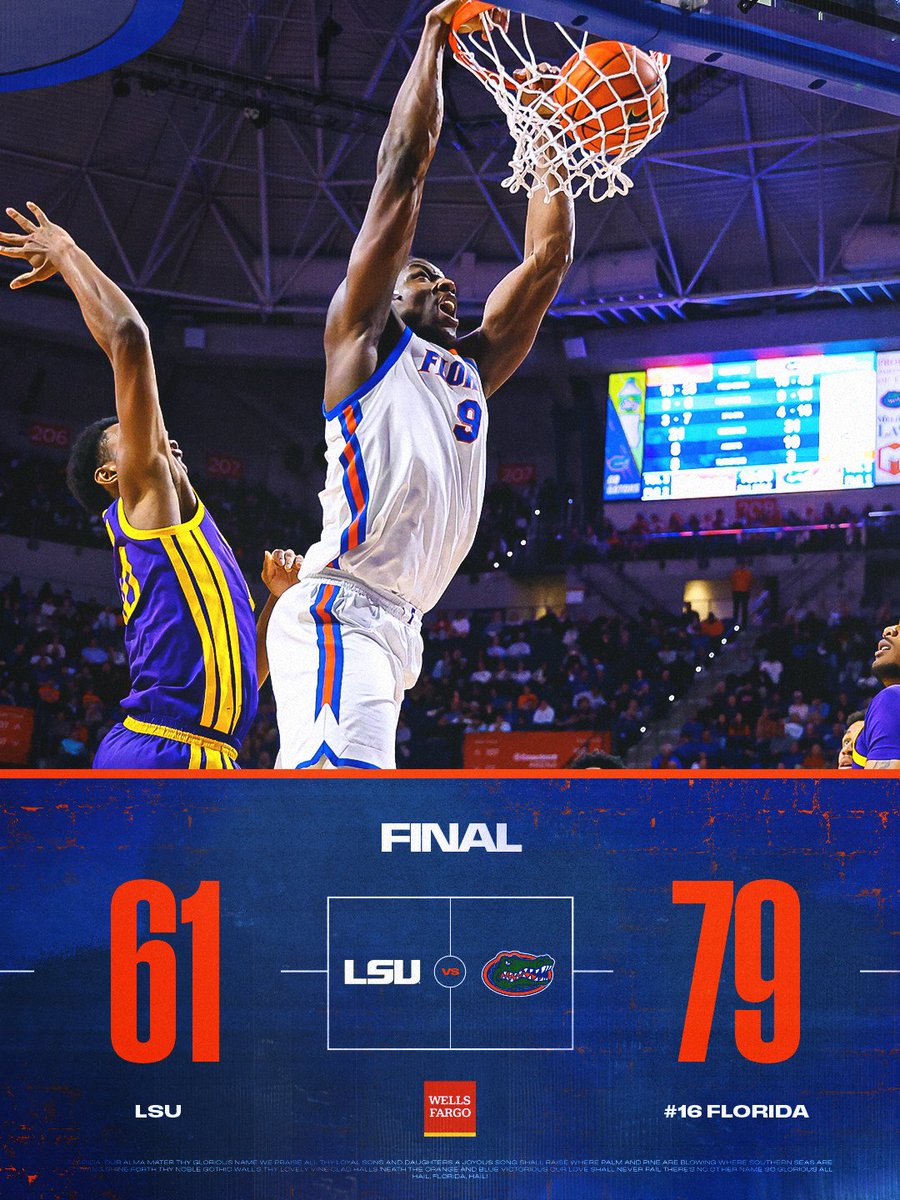 GatorsMBK's tweet image. GATORS WIN

#GoGators | @WellsFargo