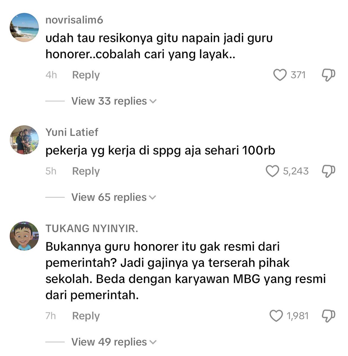 afrkml's tweet image. Komentarnya…

Padahal poinnya klo mereka bisa dpt gaji layak, knp guru gk dapet hak serupa?
Klo masalahnya di status, ya aktualisasikan sistem utk bikin semua guru honorer jd ASN.

Klo bisa bikin sistem buat MBG semapan itu, apa yg ngehalangi eksekusi sistem serupa buat guru?…