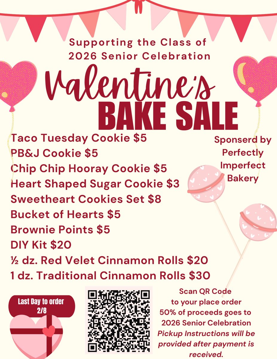 Grab your treats, share some smiles, and help support your Seniors with their 2026 Senior Celebration. docs.google.com/forms/d/e/1FAI…