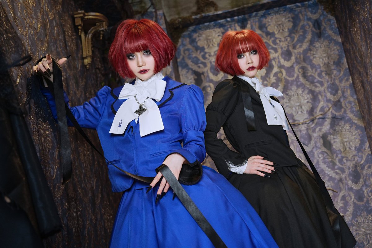 発売中】9号 残り1点 ○十字架ボタン比翼ジャケット（青） 29,700 JPY