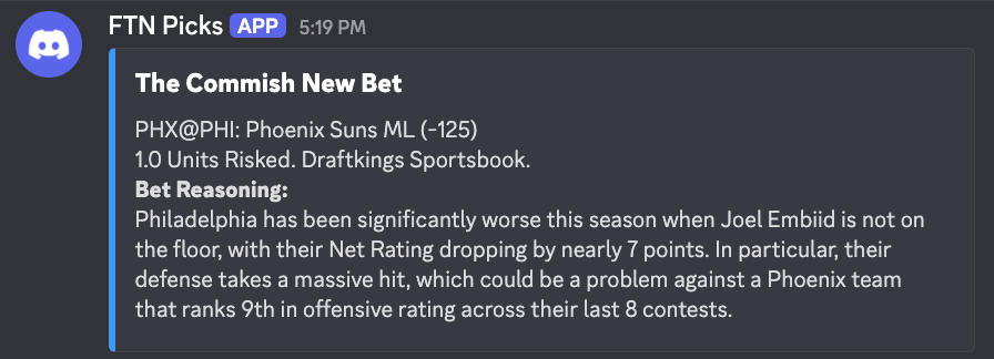 CommishFilmRoom's tweet image. I wish I could take credit for how sharp of a read this was, but all I had to do was use the @FTNFantasy splits tool 📊

🏀 Phoenix Suns ML (-125) ✅