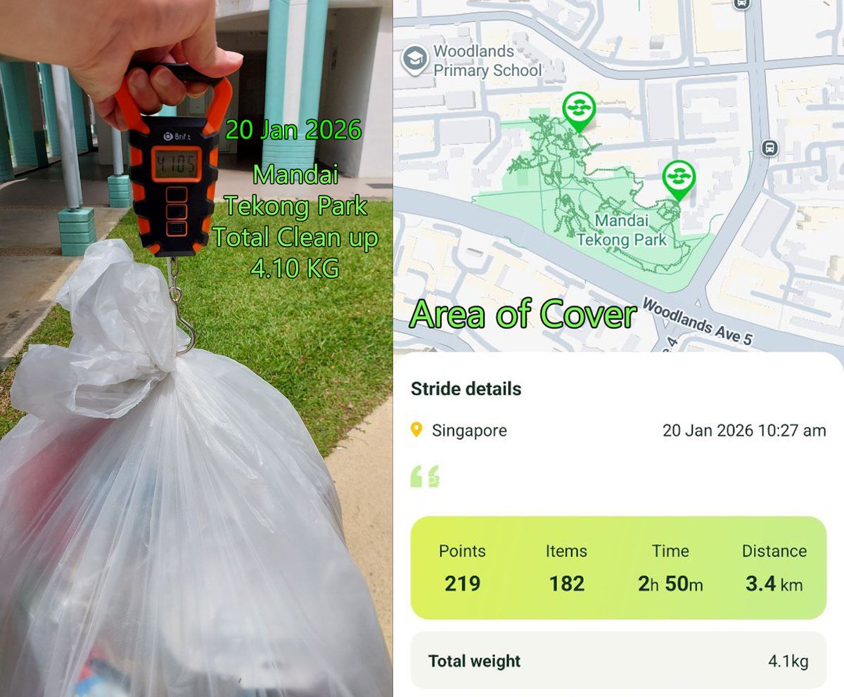 Mr_Space_Dragon's tweet photo. Clean up at Mandai Tekong Park

Got a guy came up to me and say thank you
Well i hope i inspire someone

#stridy #litter #plogging #plogga #cleanup #sgclean #nparksbuzz #environment https://t.co/xyieToAu6c
