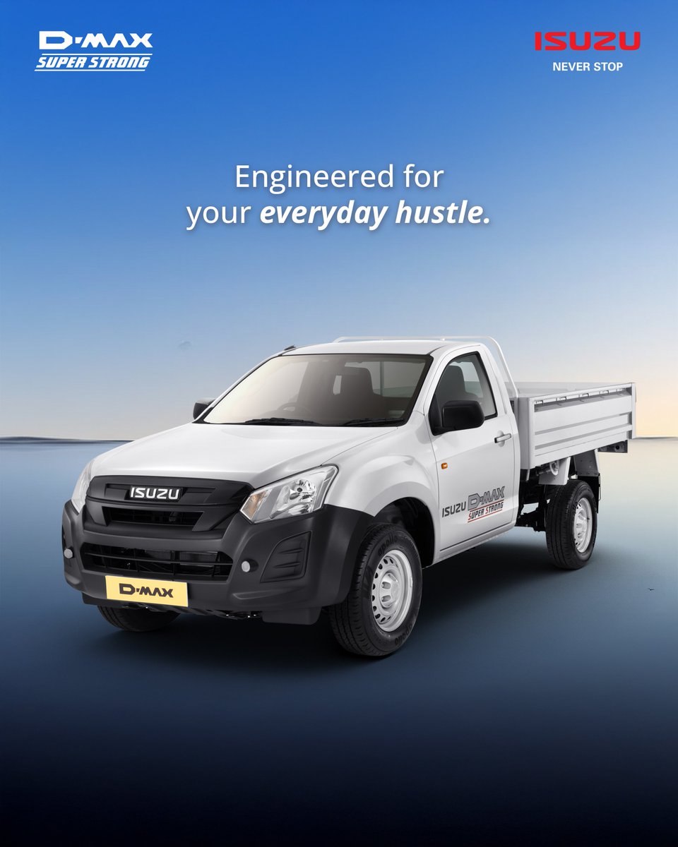 IsuzuIndia's tweet image. Power that keeps your business moving. The ISUZU D-MAX Super Strong is designed to handle daily loads with ease and reliability. When work never stops, neither does ISUZU.

#DMax #IsuzuTrucks #WorkReady #BuiltTough #NeverStop