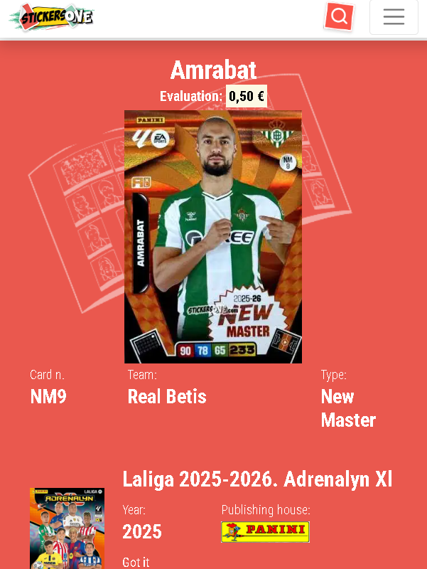 #AMRABAT #REALBETIS #ADRENALYNXL #LALIGA #CHECKLIST <a href="/STICKERSONE_COM/">STICKERSONE.COM</a> STICKERSONE.COM