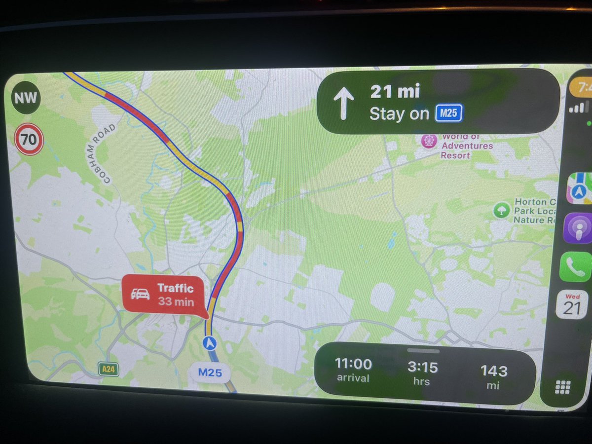 ploddercfc's tweet image. Never realised Peterborough was so far lol ! Left at 6.30am and currently looking at 11am arrival weather horrific on M25 and suprise suprise traffic jam. The redline of death on sat nav !