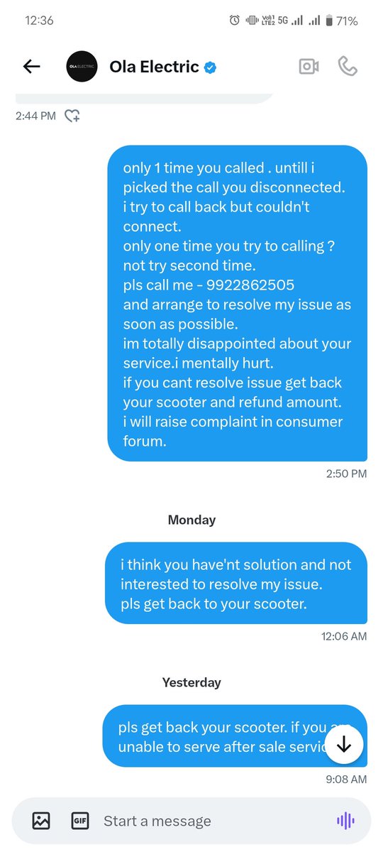 Azamgulamkhan's tweet photo. @OlaElectric @bhash @jagograhakjago 
very bad service after sales. https://t.co/FHRTaqFoZl