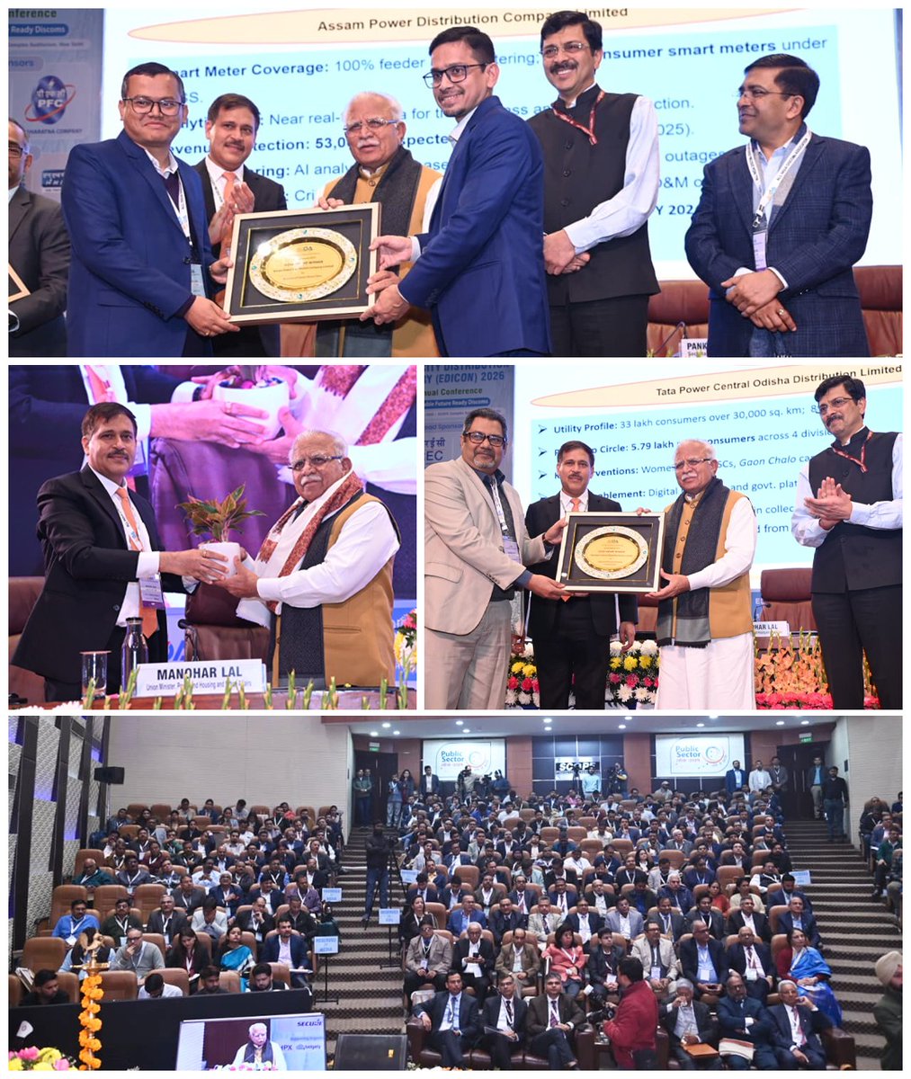 mlkhattar's tweet image. Inaugurated &amp;amp; addressed AIDA’s first EDICON (Electricity Distribution Industry Conference) in New Delhi today, focusing on the central role of DISCOMs as the primary link between the power sector and citizens. 

Emphasised the shift of electricity into a core economic enabler and…